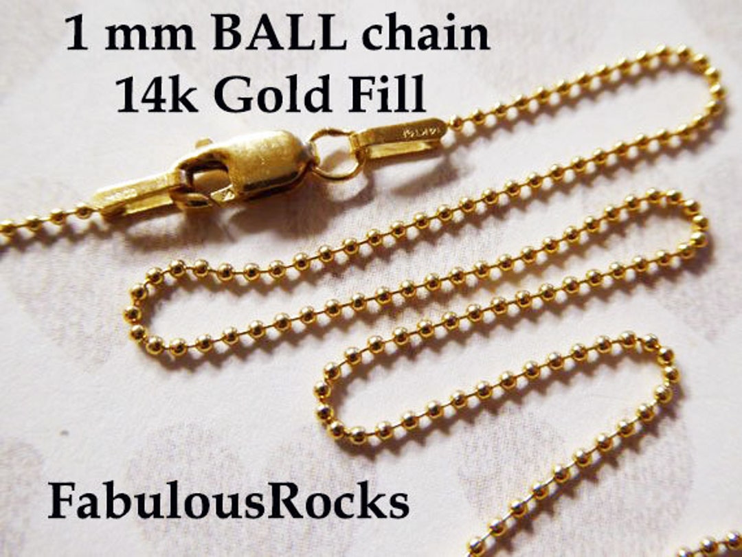 16 18 20 24 Inch, 1 Mm BALL Chain Wholesale, 14k Gold Filled Finished