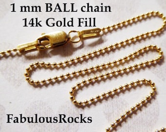 16 18 20 24 inch, 1 mm BALL Chain Wholesale, 14k Gold Filled Finished Ball Necklace Chain Bulk / d33.16 d33.18 d33.20 d33.24  done