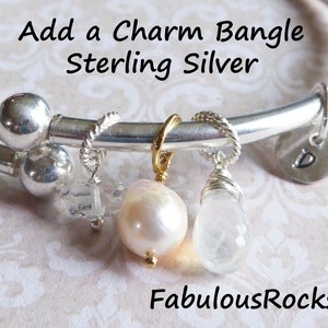 Sterling Silver Interchangeable Charm Bangle Bracelet, 2.75&quot; with 2 mm with 6 mm Twist Open Bead Ends