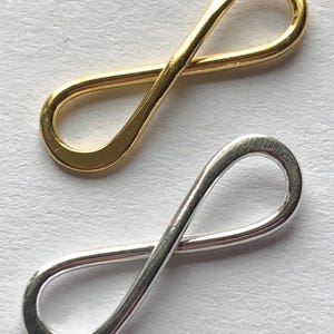 1-25 pcs, INFINITY Charms Pendants Wholesale Bulk / Sterling Silver or 24k Gold Vermeil / LARGE, 20x7 mm, n32p