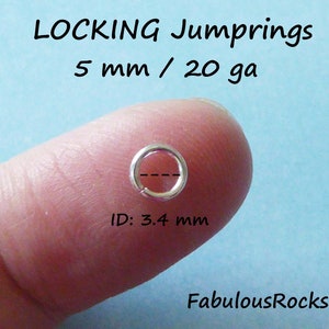 LOCKING JUMPRINGS Jump Rings Jumplocks Jump Locks 5 mm, 20 gauge ga g, OPEN, Sterling Silver 14k Gold Fill Jumprings image 2