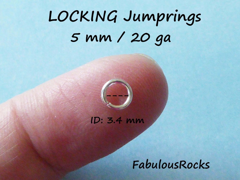 LOCKING JUMPRINGS Jump Rings Jumplocks Jump Locks 5 mm, 20 gauge ga g, OPEN, Sterling Silver 14k Gold Fill Jumprings image 2