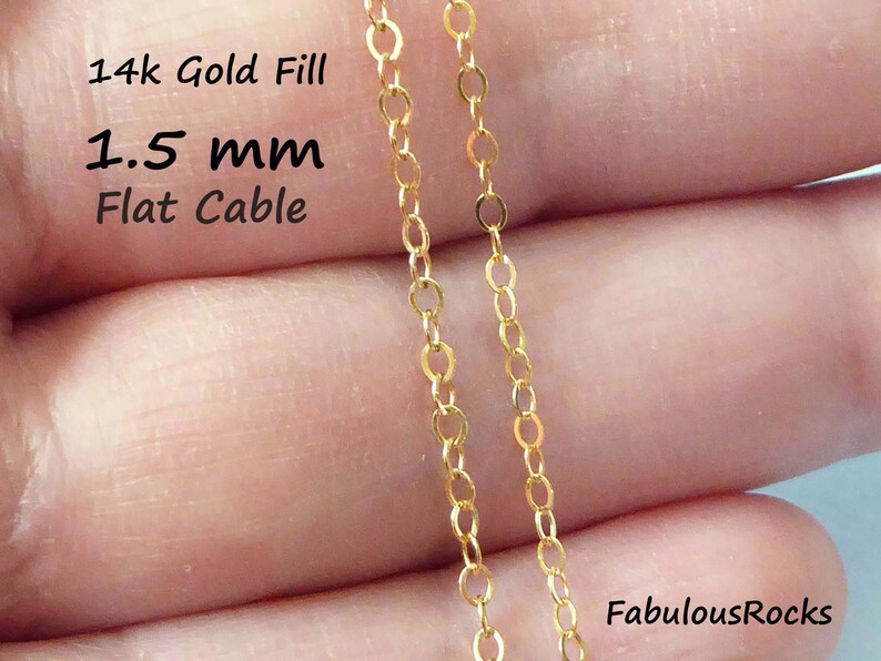 Gold Filled Chain, 1.5 mm Gold Fill Flat Cable Chain, 14k GF Chain, 15-25 Percent Less Bulk, Wholesale Chain ssgf sgf1 s1 t photo