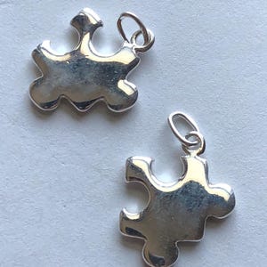 PUZZLE Pendants Charms, Sterling Silver, 1 pc, 17.5x13.5 mm, Heavy Solid.. puzzle fan activity hobby autism wholesale sale