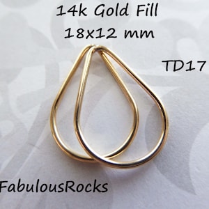 1-10 pcs / Tear Drop Teardrop Chandelier Links Charm Pendant / 18x12 mm, 14k Gold Fill / wholesale finding, solo  td17 f s