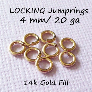 LOCKING Jump Rings Locking JumpRings Jumplocks Bulk  4 mm 20gauge, 10-100 pc, 14k Gold Filled OPEN Jump Ring Wholesale Finding jr4 fc.s