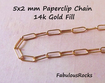 1-100 feet, 14k Gold Fill Paper clip Drawn Cable Necklace Chain, 5x2 mm Paperclip Chain Wholesale Jewelry Supply Chains sgf S95 q solo