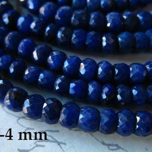 10-50 pcs / SAPPHIRE Beads Rondelle Gems Gemstones / Medium to Dark Blue, 3.5-4 mm, Dyed Luxe AAA / september birthstone dsa tr s 34 image 1