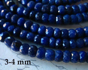 10-50 pcs / SAPPHIRE Beads Rondelle Gems Gemstones / Medium to Dark Blue, 3.5-4 mm, Dyed Luxe AAA / september birthstone dsa tr s 34
