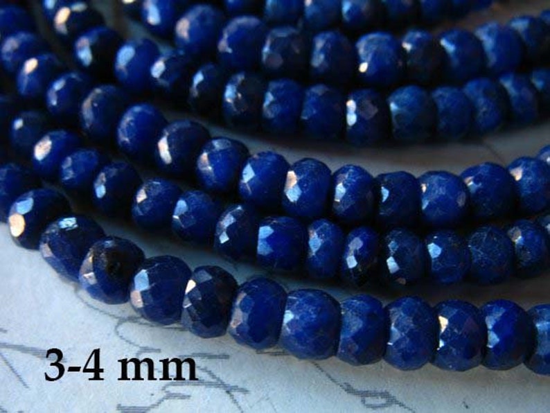 10-50 pcs / SAPPHIRE Beads Rondelle Gems Gemstones / Medium to Dark Blue, 3.5-4 mm, Dyed Luxe AAA / september birthstone dsa tr s 34 image 1