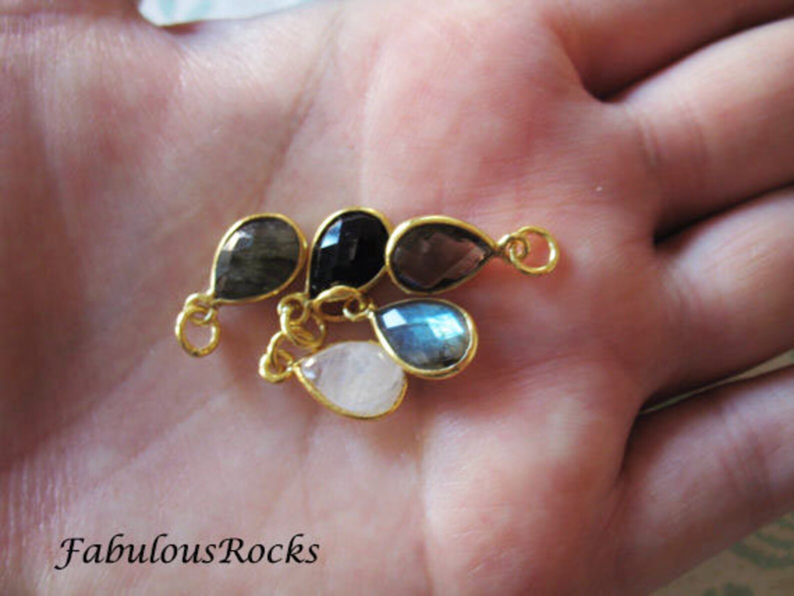 1100 Pcs / Gemstone Pendant Charm Teardrop Tear Drop Bezel Etsy