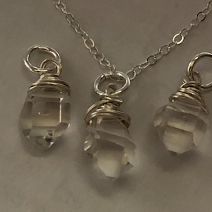 HERKIMER DIAMOND Pendant Charm Drop  HerkimerJewelry Herkimer Necklace Raw Crystal April Birthstone Jewelry Wire Wrap Herkimer Jewelry gd605