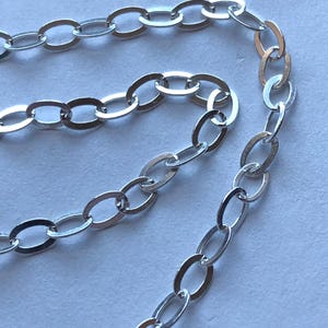Sterling Silver Chain, Flat Cable Chain, Oval Links, 4.75x3.25 mm, medium heavy weight, wholesale, LL..L18 hp solo