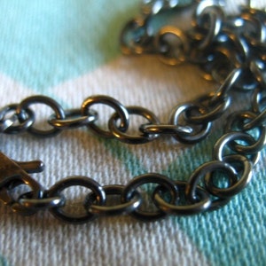Oxidized Sterling Silver Charm Bracelet Wholesale,  7&quot; inch 5.0x4.5 mm Cable Chain Thick Bold Cable Charm Bracelet Chain done q b1 ox solo t