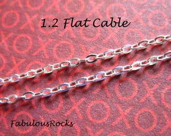 10-100 ft, Wholesale Sterling Silver Chain / 1.2 mm Flat Cable, 20% Less Bulk Footage Chain / delicate dainty petite / SS S83 solo tpc hp