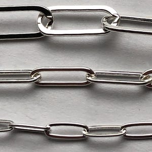 Paper Clip Chain Drawn Cable Sterling Silver, 2-2.5-3-4-5.5 mm Rectangle Drawn Cable Bulk Necklace Paperclip Jewelry Chain q