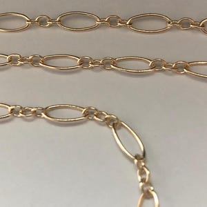 14k Gold Filled Chain, Gold Filled Long and Short Necklace Chain, 7x3.5 mm Wholesale Bulk Footage Jewelry Supplies, USA made m47 mgf