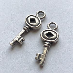 KEY Pendant Charms, Skeleton Key / 925 Sterling Silver or 24k Gold Vermeil, 17.5x6.5 mm / petite dainty home realtor solo gdc k1