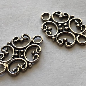 Sterling Silver Scroll Link Connectors: Bali Artisan Jewelry Findings (14.5 x 9.25 mm)