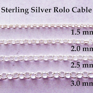 ROLO Chain Sterling Silver ROLO Necklace Bracelet Chain Unfinished / 1.5 - 2 - 2.5 - 3.0 mm ROLO  Wholesale Jewelry Chain ss s22 s51 m56 m54