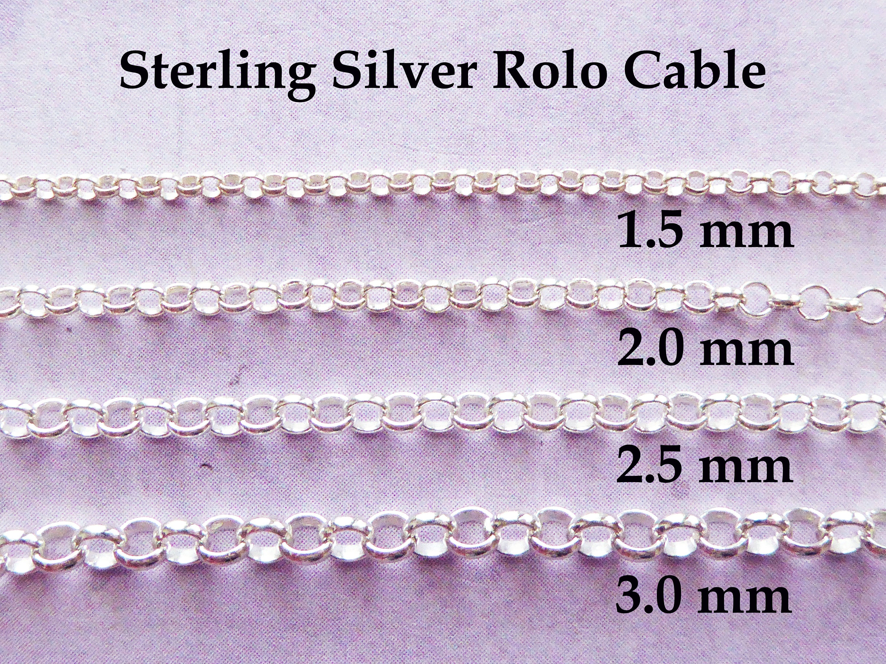 Buy Sterling Silver ROLO Chain 1.5 2 2.5 3.0 Mm Wholesale ROLO