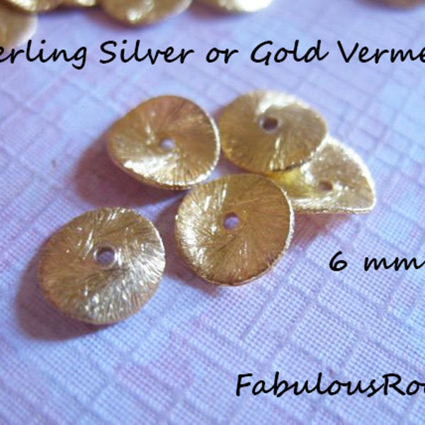 6 mm Wavy Discs Spacer, Potato Chip Beads / 24k Gold Vermeil ou Sterling Silver / bijoux en gros trouver vsb6 wavy6 solo