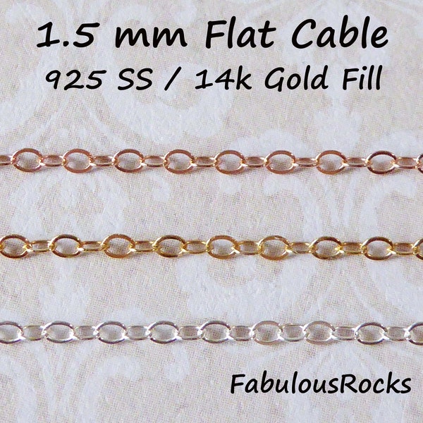 Gold Fill Chain Wholesale Gold Chain, 1.5 mm 14k Gold Filled Chain Flat Cable Chain, 14k GF Dainty Chain Jewelry Chain ssgf sgf1 s1 t q fcc