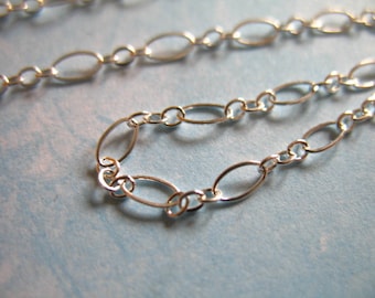 Sterling Silver Long and Short Cable Chain / 2.5 mm Oval Flat Links, Wholesale Necklace Bracelet Chain. mmss ms5 hp solo