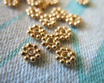 25-100 pcs, 4 mm, 24k Gold Vermeil Daisy Spacers Beads Wholesale Flat Spacers Bali Artisan Jewelry Findings Supplies vsb4 solo