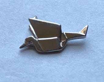 Origami Kranich Charm, 925 Sterling Silber Vogel Anhänger (20 x 12 mm)