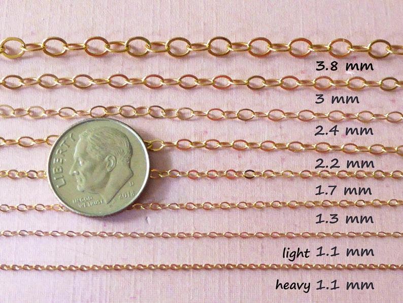 Gold Chain, 14k Gold Fill Cable Chain, Flat Cable Trace Chain, 1.7