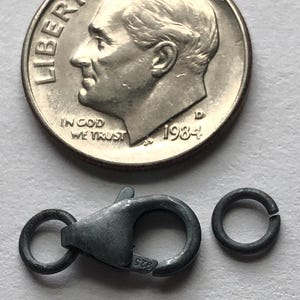 5 Sets, Oxidized Sterling Silver LOBSTER CLAW Clasp Trigger Clasp Wholesale / LARGE, 15.5x7 mm, medium to large chains, ox lc.1