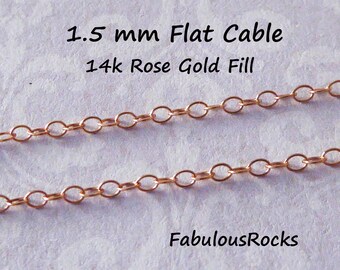 Chaîne forçat plate remplie d'or rose 14 carats, 1,5 mm Fabrication de bijoux en gros