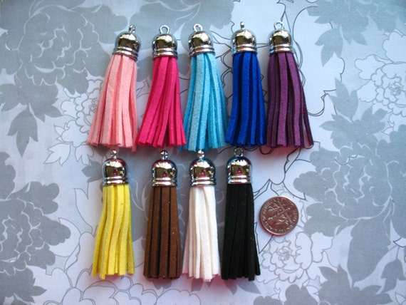Faux Suede Tassel Pendant: 60mm Charm for Earrings, Cell Phones