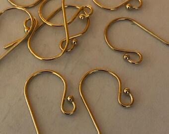 14k Gold Filled French Hook Earring Wires, Single Ball, Bulk