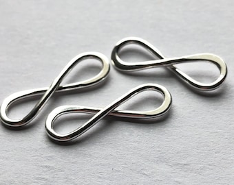 Sterling Silver Infinity Charm Link: Large Jewelry Connector (20x7 mm)