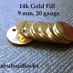 9 mm Gold Filled Round Discs Blanks Tags Metal Stamping Blank Wholesale, 3/8&quot; 20 gauge THICK Circle, Double Clad Blank9 v2 solo