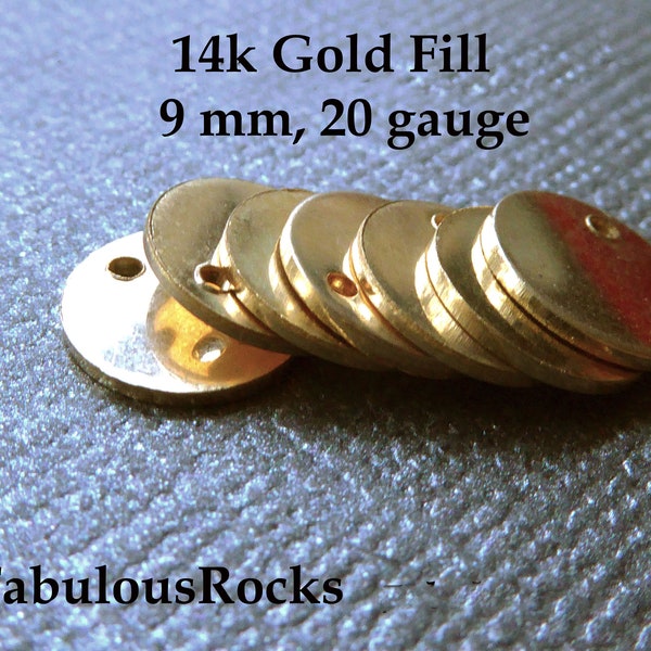 9 mm Gold Filled Round Discs Blanks Tags Metal Stamping Blank Wholesale, 3/8" 20 gauge THICK Circle, Double Clad Blank9 v2 solo