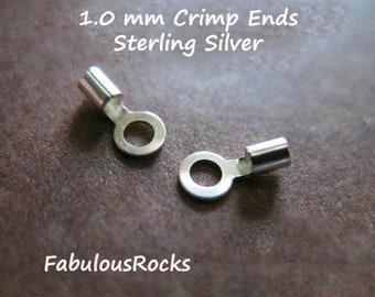 10 pcs / 1 mm Sterling Silver Crimp End Caps Tubes Endcap, Wholesale Jewelry Supplies Jewelry Findings  cet1.0 hp s