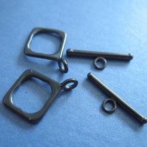 Oxidized Sterling Silver Toggle Clasp, DIAMOND SQUARE, 18.5x14 mm, Small, wholesale sale antique vintage  t3.ox