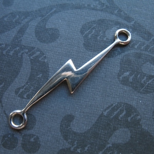 1-10 pc, Sterling Silver BOLT Charms Bolt Link Bolt Pendants, LARGE Sideways Bolt, 33x5.5 mm, hp art si