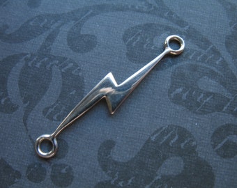 Dije de rayo lateral de plata de ley: colgante de rayo grande (33 x 5,5 mm)