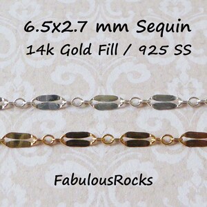 6.5x2.7 mm Dapped Long and Short Chain Double Bar SEQUIN Chain  14k Gold Fill or Sterling Silver Necklace Jewelry Chain, mgf mmss solo m46