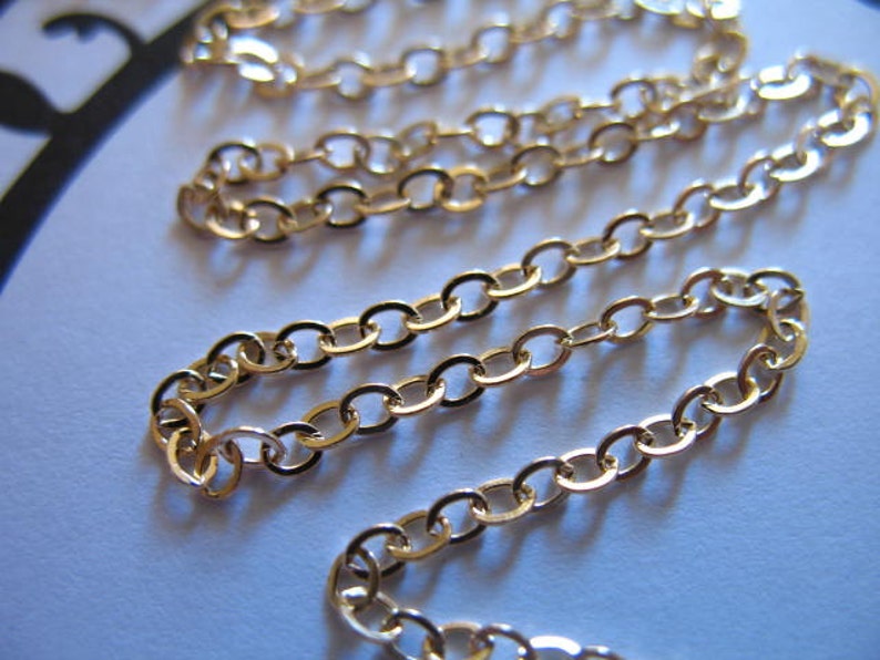 10 feet, 1.7 mm 14kt Gold Fill Chain, Oval Flat Cable Chain, UPGRADE Chain, Wholesale Jewelry Chain Supplies, ssgf sgf17 image 3