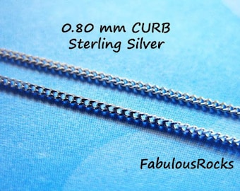Sterling Silver Curb Chain 0.8mm, Dainty Jewelry Making Supplies