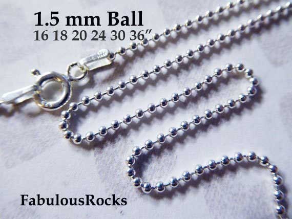 Sterling Silver Chain 1.5 Mm BALL CHAIN 