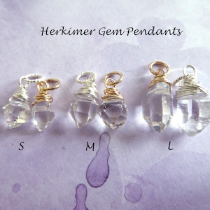 HERKIMER DIAMOND Pendant Charm  / Herkimer Dangle for Necklace Raw Crystal Jewelry Handmade Jewelry / April Birthstone Gemstone Gem gd605