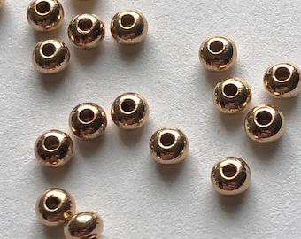14k Gold Filled Spacer Beads, Smooth Saucers (3.25 mm), 50 pieces
