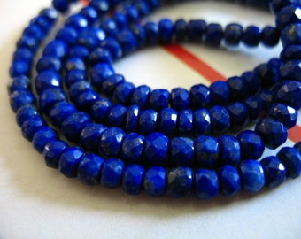 LAPIS LAZULI Rondelles Beads, 3-4 mm, Full Strand, September birthstone, pyrite inclusions, dark blue brides bridal