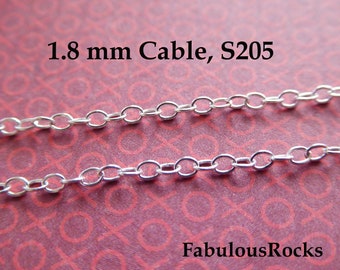 1-250 ft / Silver Round Cable Chain Sterling Silver Jewelry Chain, 1.8 mm,  jewelry supplies findings, wholesale SS S205 hp solo tpc